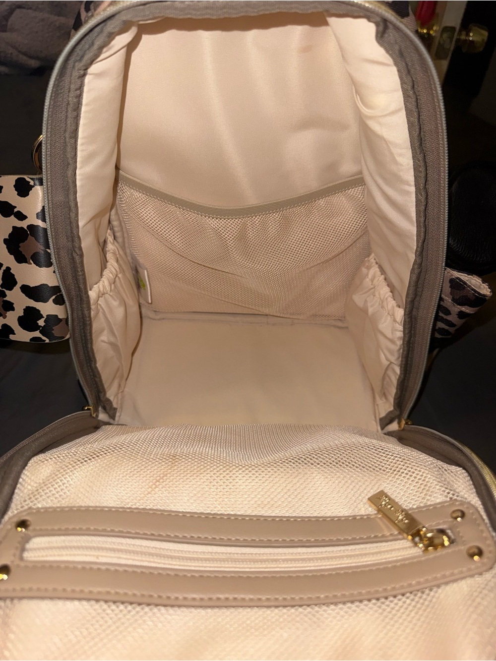 itsy ritzy Leopard Print Mini Backpack - Cream & Brown - Picture 3 of 5